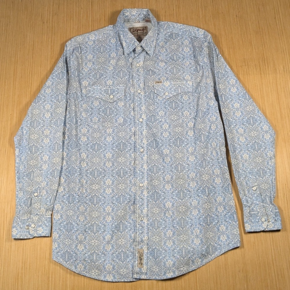 Rafter C Cowboy‎ Collection Blue Floral Western Shirt ProFlex45 Casual Men's XL